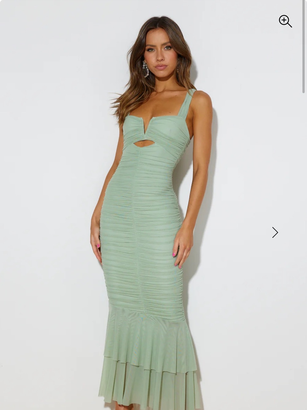 Hello Molly - PARTY PAL MIDI DRESS PISTACHIO sage green ruched dress